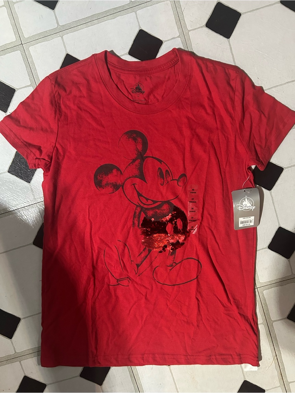 Disney Red Mickey Mouse Sequin Graphic Tee